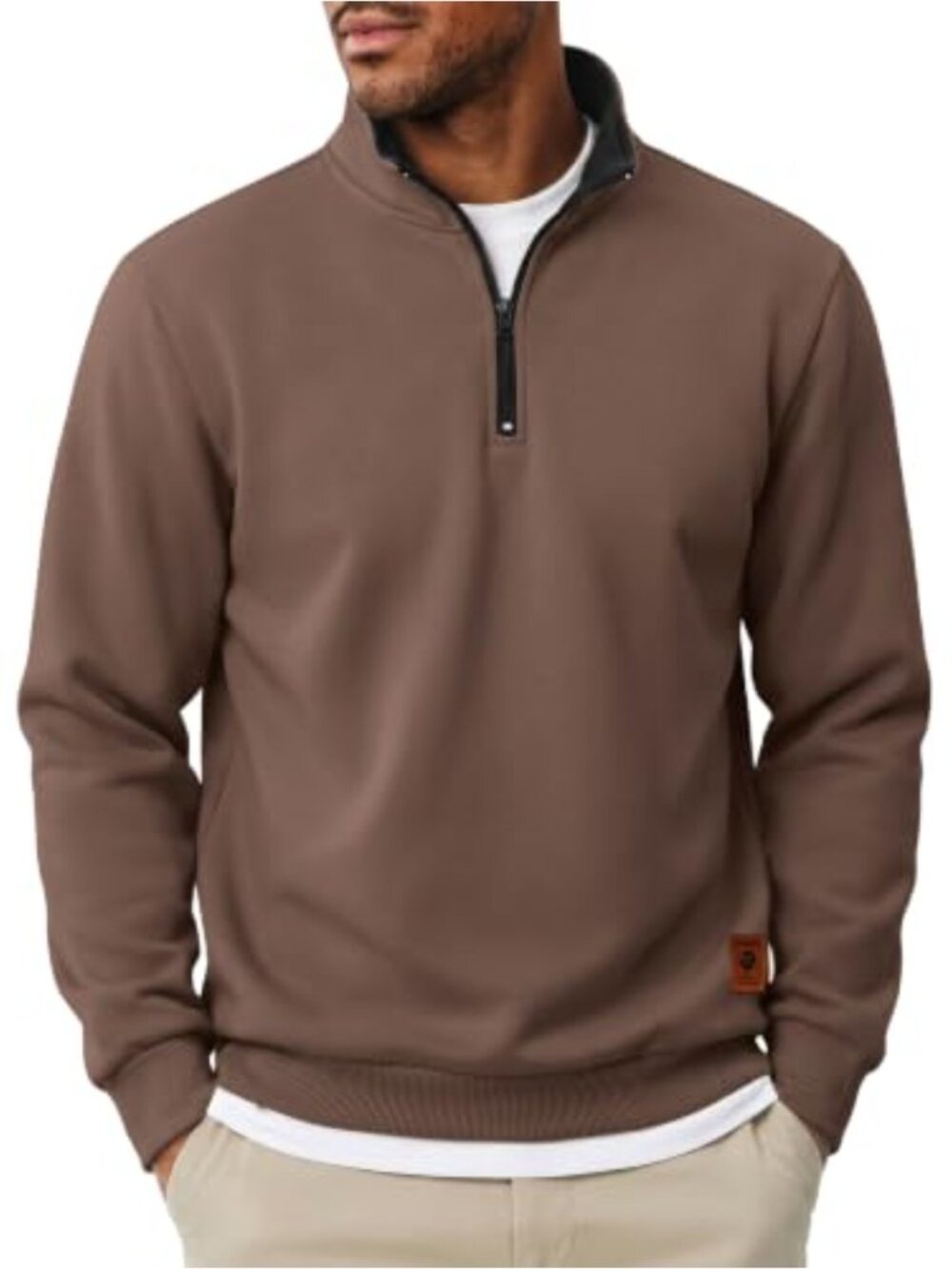 Men's Quarter Zip Fleece Pullover Sweatshirt Long Sleeve Mock Neck